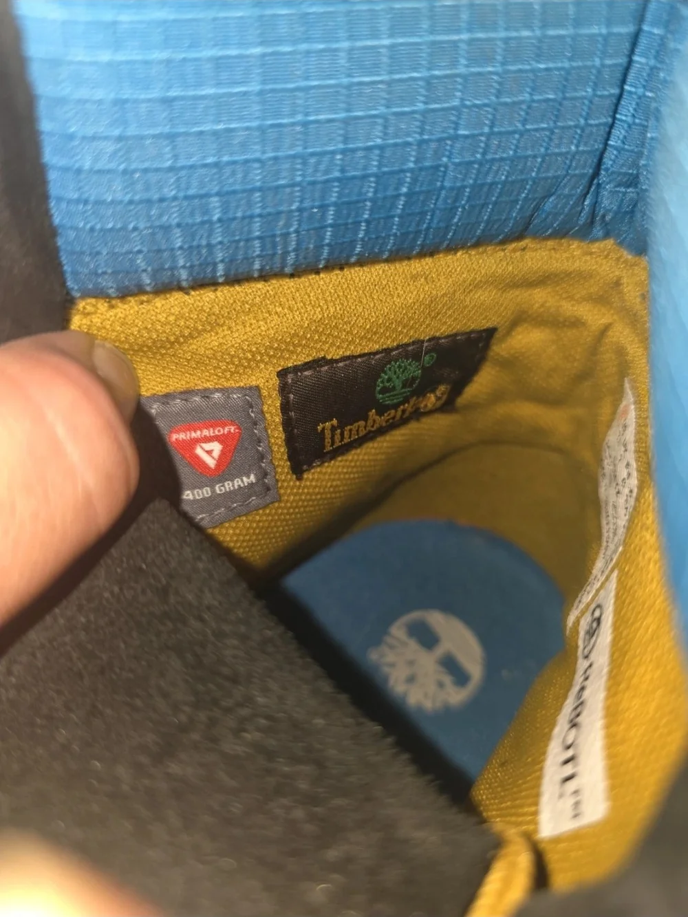 Timberland Black Nubuck Boots with Blue Collar and Yellow Laces